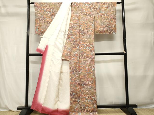 平和屋着物■上質な小紋　絞り　風雅美人　吉祥草花文　金彩　反端付き　正絹　逸品　CABL3897ev