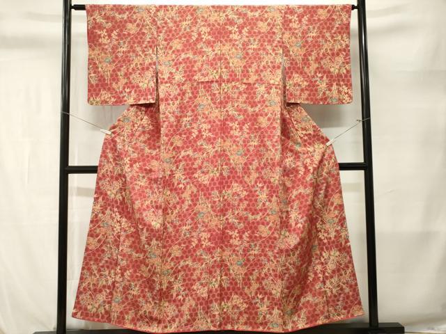 平和屋着物■上質な小紋　水間輝利作　枝花文　正絹　逸品　CABL3899ev