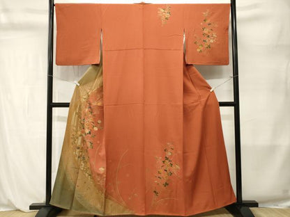 平和屋着物■訪問着　草花文　暈し染め　金銀彩　正絹　逸品　CABL3902ev