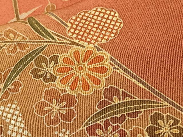 平和屋着物■訪問着　草花文　暈し染め　金銀彩　正絹　逸品　CABL3902ev