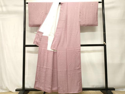 平和屋着物■上質な色無地　枝花地紋　浅紫色　正絹　逸品　CABL3903ev