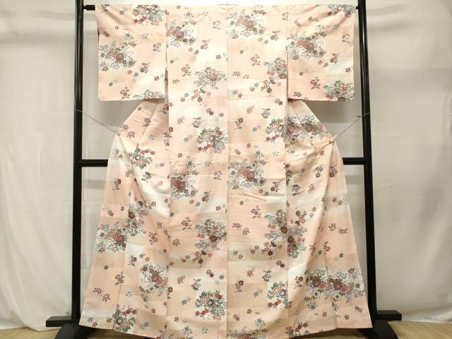 平和屋着物■上質な小紋　紗綾形枝花文　暈し染め　金銀彩　正絹　逸品　CABL3913ev