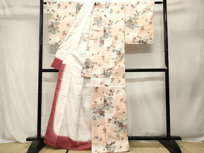 平和屋着物■上質な小紋　紗綾形枝花文　暈し染め　金銀彩　正絹　逸品　CABL3913ev