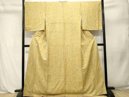 平和屋着物■上質な小紋　舞蝶片輪車枝花文　正絹　逸品　未使用　CABL3917ev