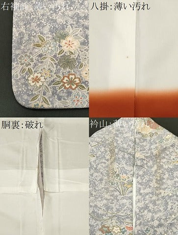 平和屋着物■小紋　芝草草花文　洗える着物　CABL3925ev