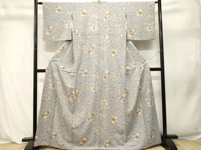平和屋着物■小紋　芝草草花文　洗える着物　CABL3925ev