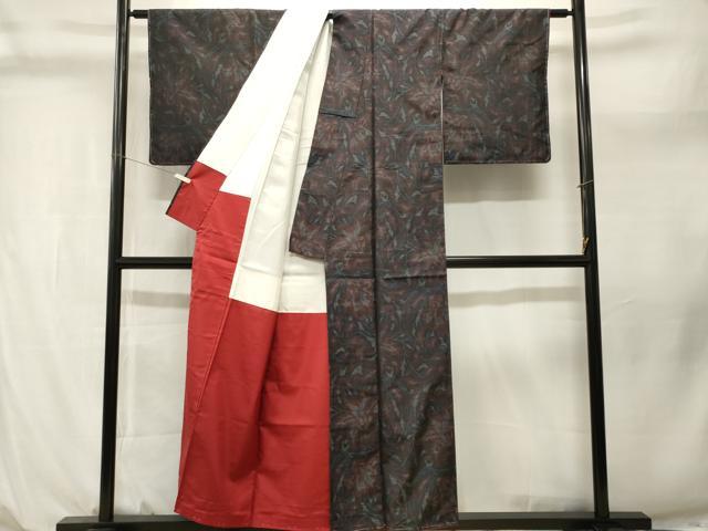 平和屋着物■本場大島紬　草花文　正絹　逸品　CABL3927ev
