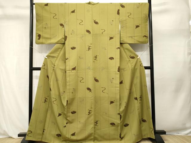 平和屋着物■小紋　動物間道　干支　洗える着物　CABL3933ev