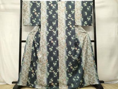 平和屋着物■小紋　市松枝梅文　暈し染め　洗える着物　CABL3935ev