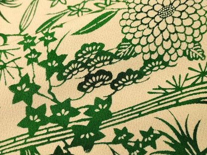 平和屋着物■上質な小紋　型染め　流水草花文　鬼しぼ縮緬　正絹　逸品　CABL3936ev