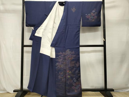 平和屋着物■訪問着　刺繍　流水松竹梅文　金彩　正絹　逸品　CABL3938ev