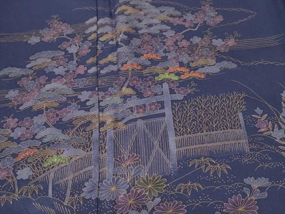 平和屋着物■訪問着　刺繍　流水松竹梅文　金彩　正絹　逸品　CABL3938ev