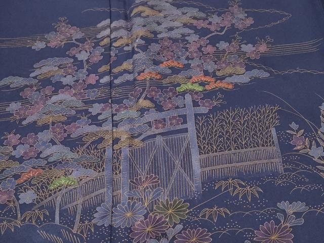 平和屋着物■訪問着　刺繍　流水松竹梅文　金彩　正絹　逸品　CABL3938ev