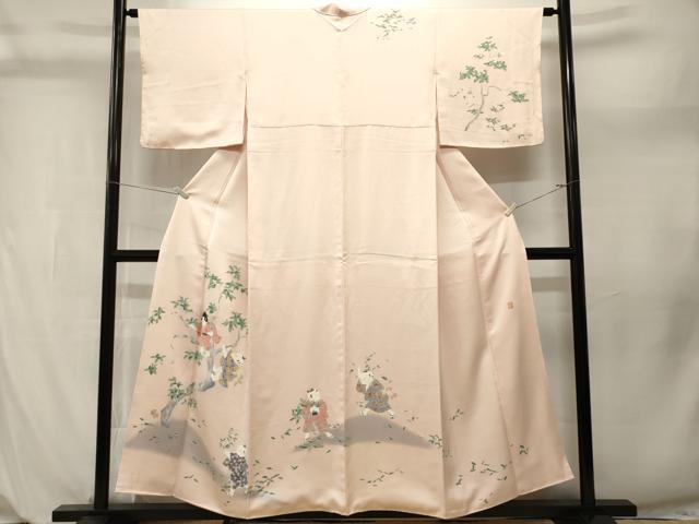 平和屋着物■訪問着　作家物　唐子　舞葉文　暈し染め　正絹　逸品　CABL3939ev