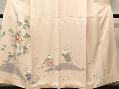平和屋着物■訪問着　作家物　唐子　舞葉文　暈し染め　正絹　逸品　CABL3939ev