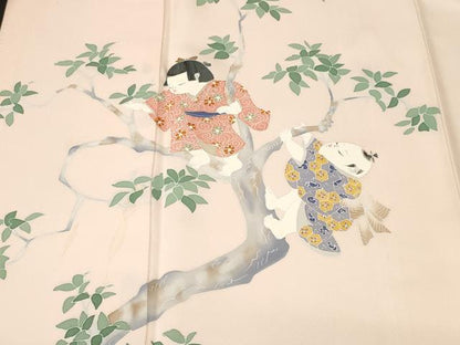 平和屋着物■訪問着　作家物　唐子　舞葉文　暈し染め　正絹　逸品　CABL3939ev