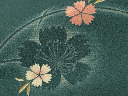 平和屋着物■小紋　芝草桜文　暈し染め　ロング丈　洗える着物　CABL3943ev