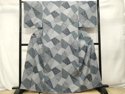 平和屋着物■小紋　切嵌花蝶文　洗える着物　CABL3944ev