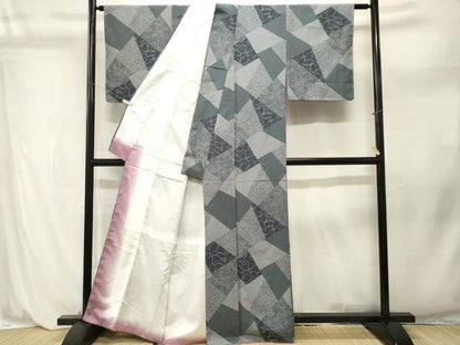 平和屋着物■小紋　切嵌花蝶文　洗える着物　CABL3944ev