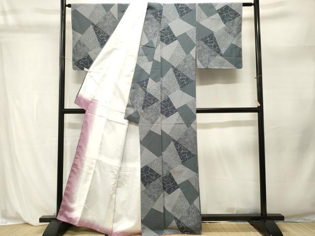平和屋着物■小紋　切嵌花蝶文　洗える着物　CABL3944ev