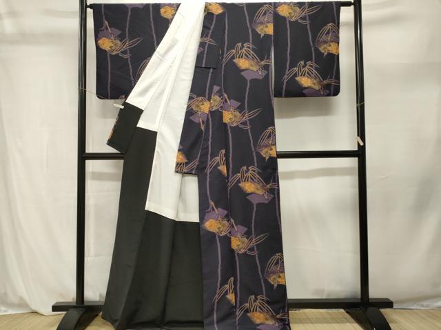 平和屋着物■小紋　地紙笹竹乱菊文　洗える着物　CABL3945ev