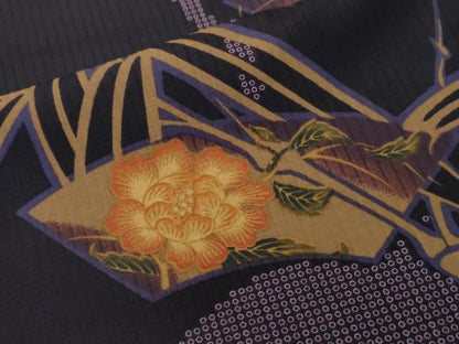 平和屋着物■小紋　地紙笹竹乱菊文　洗える着物　CABL3945ev