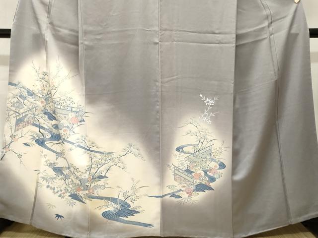 平和屋着物■訪問着　流水松竹梅花文　暈し染め　正絹　逸品　CABL3947ev
