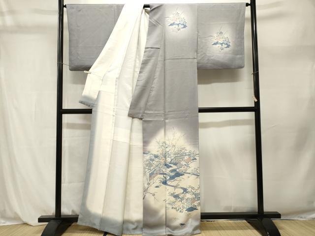 平和屋着物■訪問着　流水松竹梅花文　暈し染め　正絹　逸品　CABL3947ev