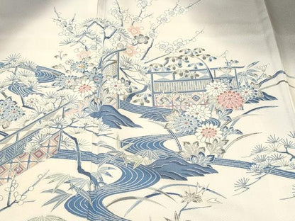 平和屋着物■訪問着　流水松竹梅花文　暈し染め　正絹　逸品　CABL3947ev