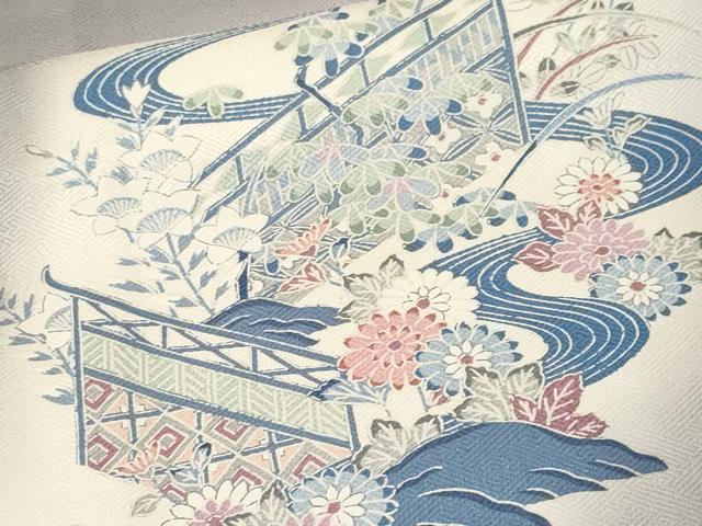 平和屋着物■訪問着　流水松竹梅花文　暈し染め　正絹　逸品　CABL3947ev