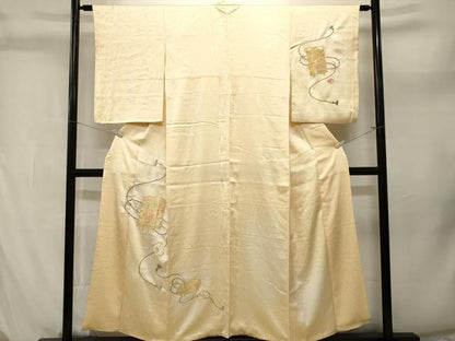 平和屋着物■訪問着　総刺繍　駒刺繍　貝桶花文　暈し染め　金糸　正絹　逸品　CABL3948ev