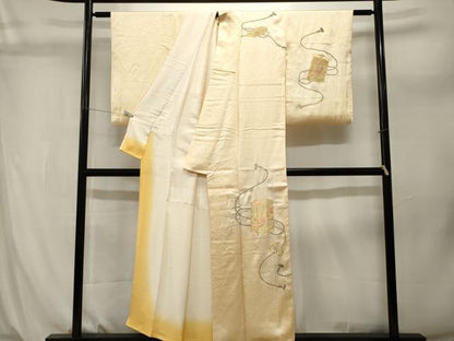 平和屋着物■訪問着　総刺繍　駒刺繍　貝桶花文　暈し染め　金糸　正絹　逸品　CABL3948ev