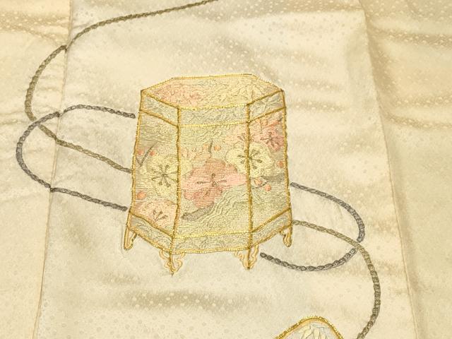 平和屋着物■訪問着　総刺繍　駒刺繍　貝桶花文　暈し染め　金糸　正絹　逸品　CABL3948ev