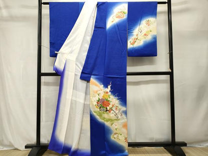 平和屋着物■訪問着　駒刺繍　花車文　暈し染め　金彩　正絹　逸品　CABL3952ev
