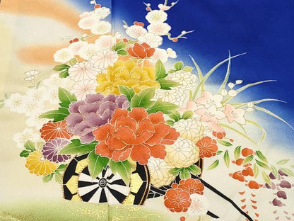 平和屋着物■訪問着　駒刺繍　花車文　暈し染め　金彩　正絹　逸品　CABL3952ev