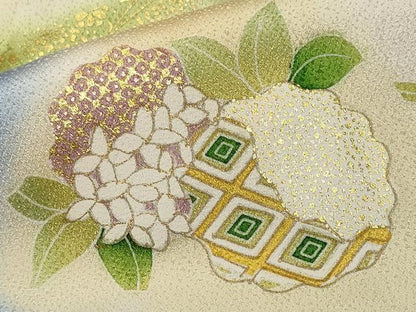 平和屋着物■訪問着　駒刺繍　花車文　暈し染め　金彩　正絹　逸品　CABL3952ev