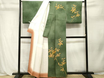 平和屋着物■上質な小紋　刺繍　南天文　暈し染め　正絹　逸品　CABL3954ev