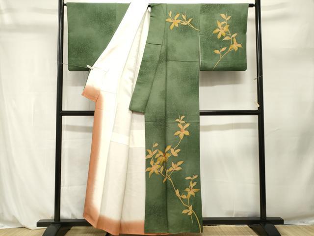 平和屋着物■上質な小紋　刺繍　南天文　暈し染め　正絹　逸品　CABL3954ev