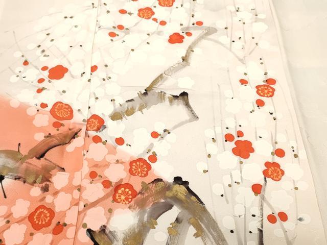 平和屋着物■訪問着　枝梅文　暈し染め　金彩　正絹　逸品　CABL3956ev