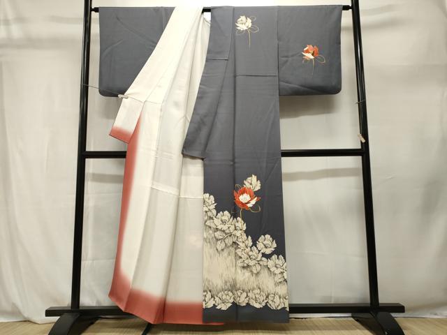 平和屋着物■訪問着　椿　草花文　金彩　正絹　逸品　CABL3957ev