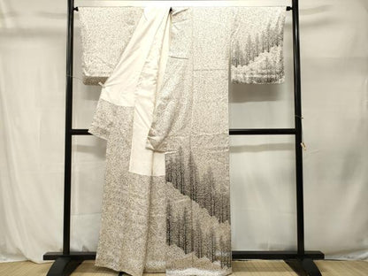 平和屋着物■訪問着　樹林文　たたき染め　正絹　逸品　CABL3967ev