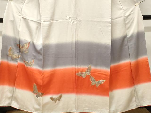 平和屋着物■訪問着　横段舞蝶文　暈し染め　金銀彩　正絹　逸品　CABL3968ev