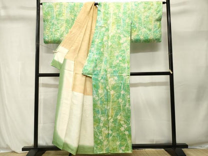 平和屋着物■上質な小紋　絞り　枝花文　暈し染め　正絹　逸品　CABL3974ev