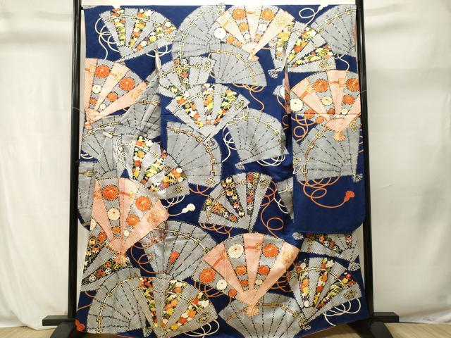 平和屋着物■豪華振袖　駒刺繍　檜扇松竹梅花文　金彩　正絹　逸品　CABL3975ev