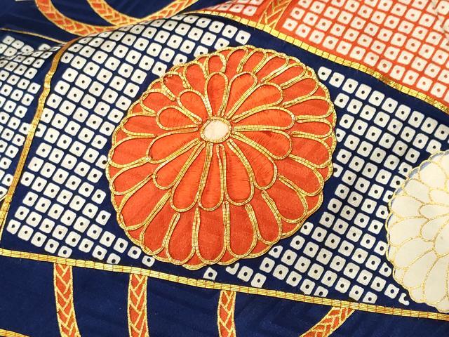 平和屋着物■豪華振袖　駒刺繍　檜扇松竹梅花文　金彩　正絹　逸品　CABL3975ev