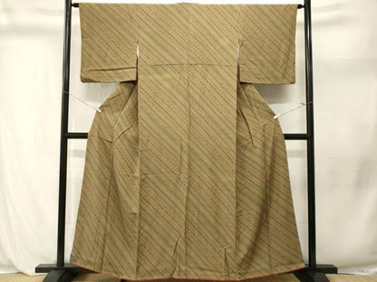 平和屋着物■上質な小紋　斜線花文　正絹　逸品　CABL3976ev