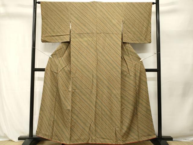 平和屋着物■上質な小紋　斜線花文　正絹　逸品　CABL3976ev