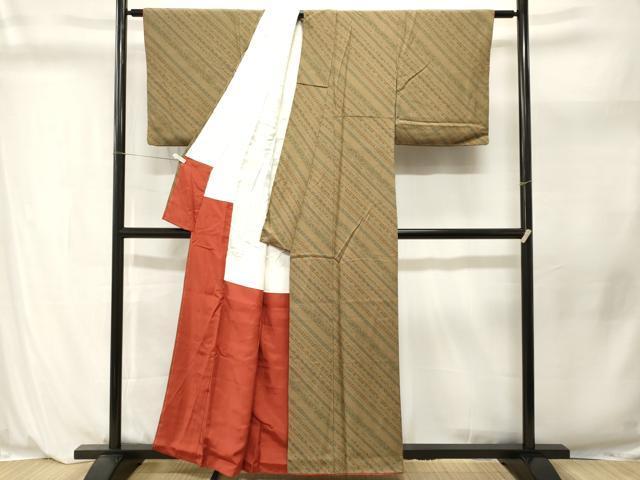 平和屋着物■上質な小紋　斜線花文　正絹　逸品　CABL3976ev