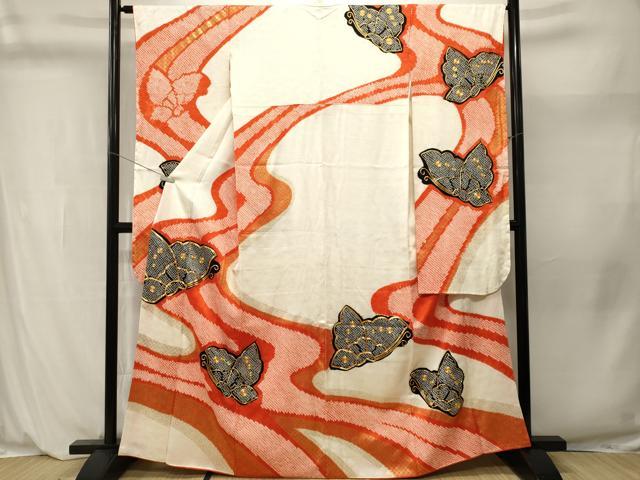 平和屋着物■豪華振袖　駒刺繍　絞り　道長舞蝶文　金彩　正絹　逸品　CABL3978ev