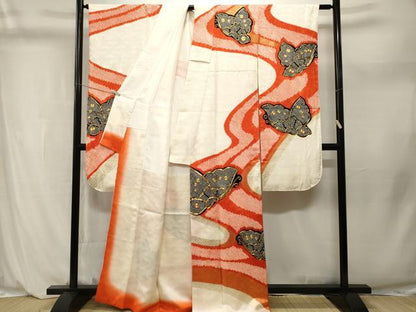 平和屋着物■豪華振袖　駒刺繍　絞り　道長舞蝶文　金彩　正絹　逸品　CABL3978ev